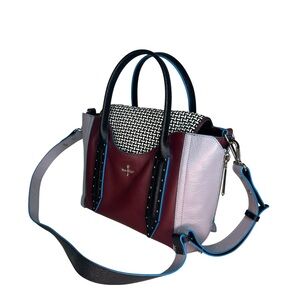 Pour la Victore Color Block Woven Handbag, New Wine Multi